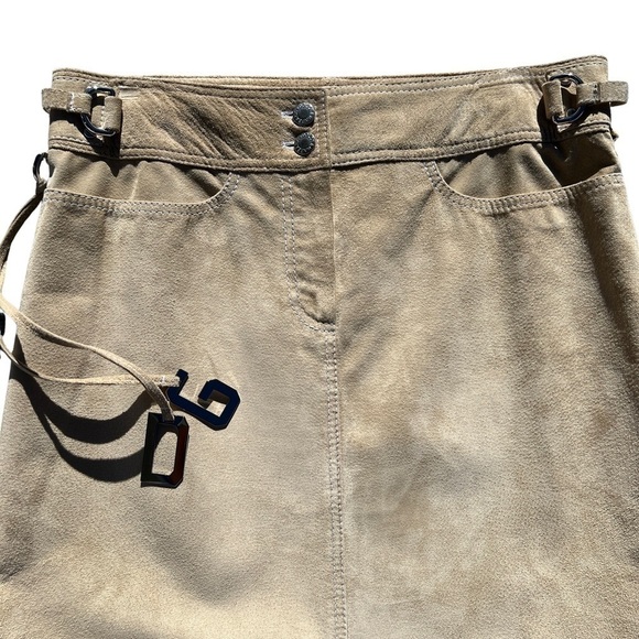 Dolce & Gabbana Tan Suede D&G Silver Buckle Logo Boho Short Mini Skirt - Picture 3 of 13